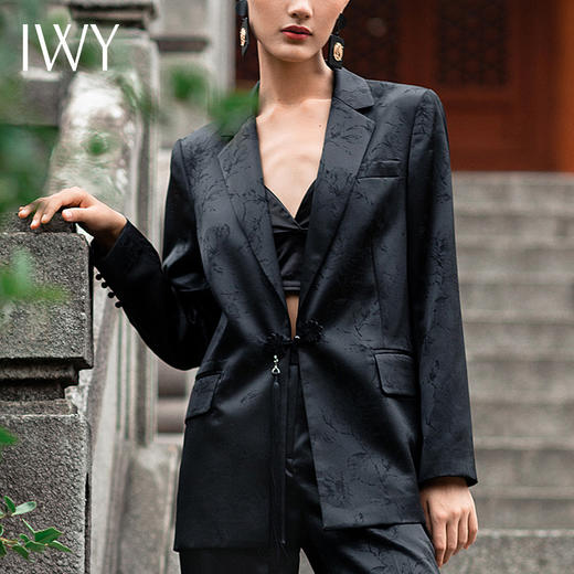 IWY/国风职业时尚西装套装复古新中式提花设计一粒盘扣213225C1+P2 商品图1