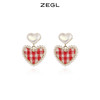 ZEGL棋盘格爱心耳环女设计感小众韩国气质网红耳钉925银针耳饰品 商品缩略图0