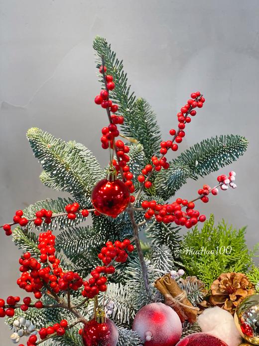 圣诞礼丨圣诞设计款插花冬青松枝棉花 商品图5