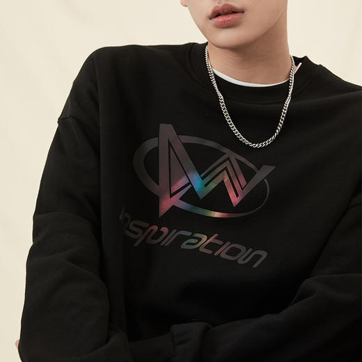 西遇长袖卫衣男新款日系字母圆领套头衫情侣装10222041 商品图3