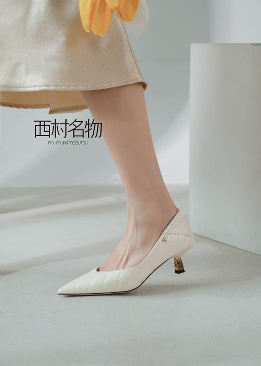 西村名物时尚舒适尖头饰扣浅口高跟鞋气质优雅单鞋女X21AE13371 商品图2