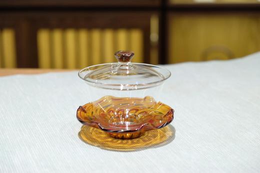 自慢堂原创盖碗 多色新款 荷叶玻璃大盖碗 商品图3