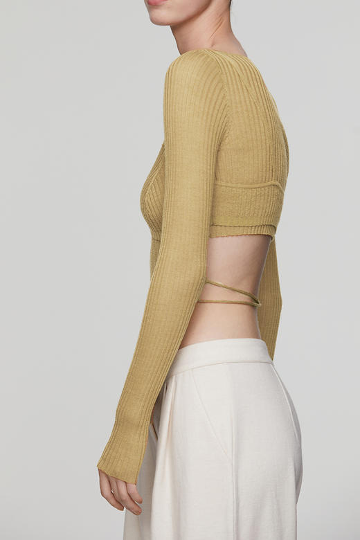 Her Senses｜时装 04-C018-SW ⽺⽑圆领系带⽑⾐  [ 黑 / 嫩黄 / 草绿 / 洋红 ] 商品图10