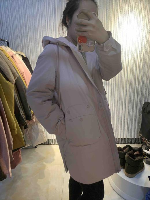 水淼2021冬新品超显瘦百搭实用性强连帽显瘦中长款棉服3124 商品图5