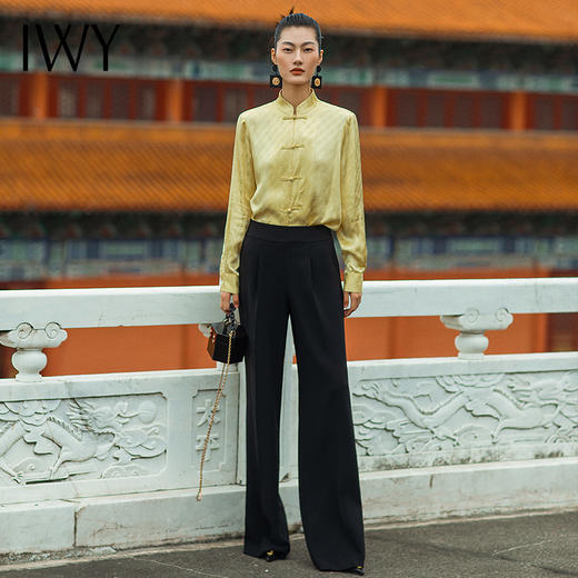 IWY/时尚西装套装黑色复古职业装商务垂感经典国风盘扣213232C1+P2 商品图1