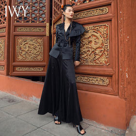 IWY/中国风国潮宽松系列黑色套装女设计感服装走秀服装演出服饰213231C1+213215P2