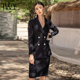 IWY/藏青职业装女正装套装英伦风高端时尚西装套裙气质通勤面试工作服	C1356+S1112