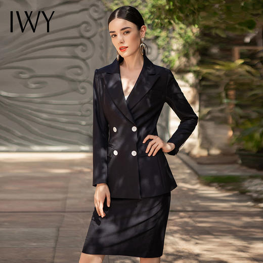 IWY/藏青职业装女正装套装英伦风高端时尚西装套裙气质通勤面试工作服	C1356+S1112 商品图1