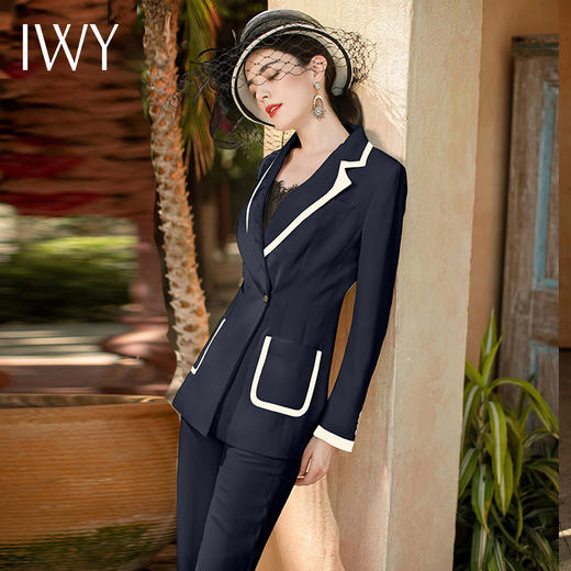 IWY/藏青色高端职业西装套装女神范气质设计感西服通勤商务正装	CP1325-L 商品图4