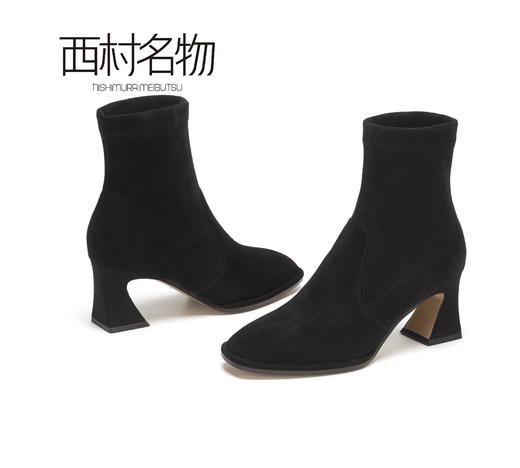 西村名物牛皮马丁靴中跟绑带短靴圆头皮鞋女X20DS40501 商品图1