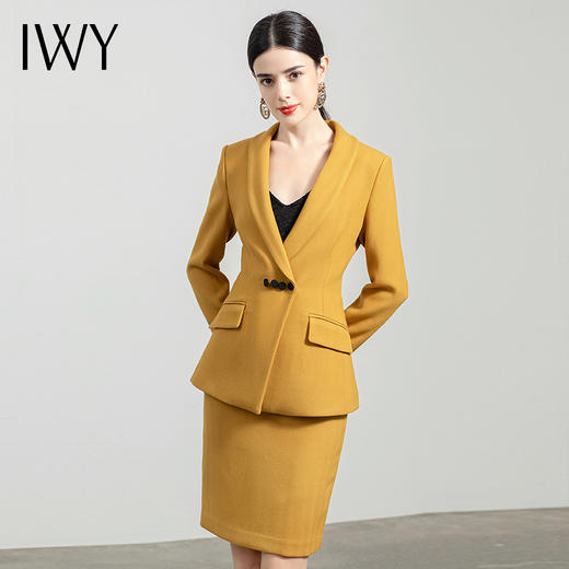 IWY/黄色高端西装套裙女时尚气质商务职业装修身收腰名媛正装工作服Ol	NCS729 商品图2