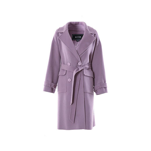 EITIE爱特爱冬季韩版宽松廓形双面呢羊毛大衣女中长款6014715 商品图3