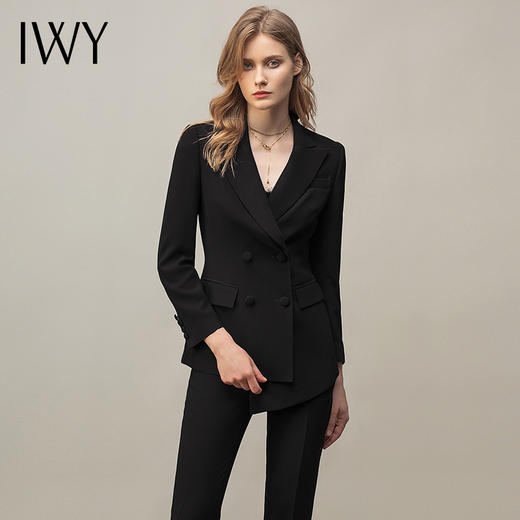 IWY/黑色经典西装套裤干练气质女装套装总裁职业装秋冬职业装工装	CP11358黑色 商品图0