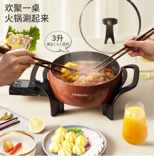 利仁多功能电火锅家用大容量电热锅不粘小型学生宿舍电煮锅电煎锅炒锅火锅锅DHG-233A 商品图1
