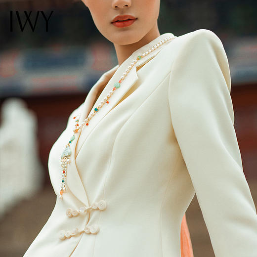 IWY/国风职业时尚西装套装修身复古盘扣中式优雅纯色女213223C1+P2 商品图4