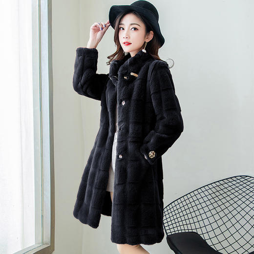MZX-冬季加厚皮毛一体外套中长款水貂绒呢子皮大衣女 商品图8