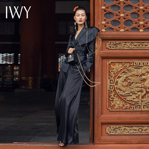 IWY/中国风国潮宽松系列黑色套装女设计感服装走秀服装演出服饰213231C1+213215P2 商品图1