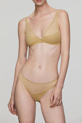 Her Senses｜触动 04-B040-NN 弹⼒⽹纱 全罩杯  [ 橄榄绿 / 嫩黄 ]