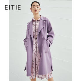 EITIE爱特爱冬季韩版宽松廓形双面呢羊毛大衣女中长款6014715