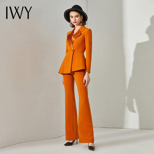 IWY/高端拼接缎面领职业西装套装女时尚气质总裁正装修身显瘦工作服	CP1393 商品图1