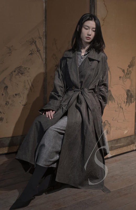 Phaedo  灰色两面穿腰带羊毛长外套 商品图1