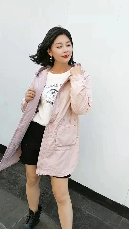 水淼2021冬新品超显瘦百搭实用性强连帽显瘦中长款棉服3124 商品图0