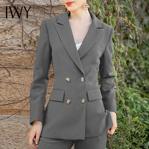 IWY/灰色加厚职业装西装正装女职业套装英伦风西服外套面试工装女 CP1344-E 商品图4