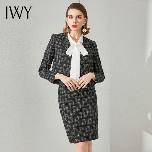 IWY/格纹西装套装裙女春秋长袖时尚名媛气质女神范总裁西服优雅OL CS1428 商品图1