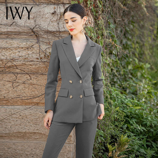 IWY/灰色加厚职业装西装正装女职业套装英伦风西服外套面试工装女 CP1344-E 商品图1