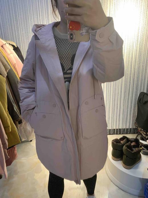 水淼2021冬新品超显瘦百搭实用性强连帽显瘦中长款棉服3124 商品图6
