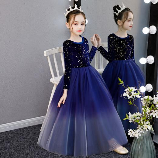 女童圣诞节演出服走秀晚礼服花童星空裙    XWN-8829 商品图6