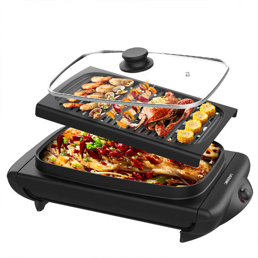 利仁电烧烤炉多功能料理锅家用无烟电烤炉烤肉机电烤盘烧烤架不粘烤肉锅烤串烧烤机KL-J381 商品图0