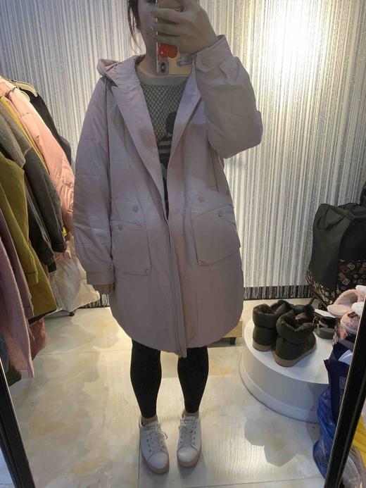 水淼2021冬新品超显瘦百搭实用性强连帽显瘦中长款棉服3124 商品图2