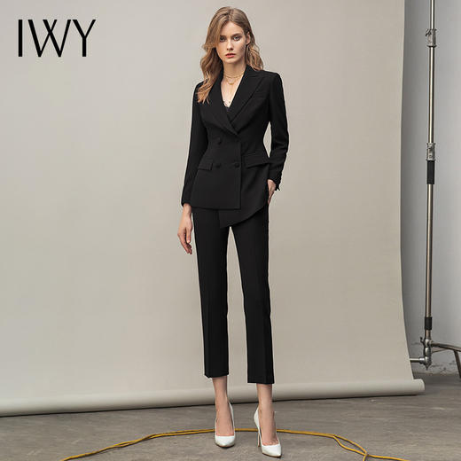 IWY/黑色经典西装套裤干练气质女装套装总裁职业装秋冬职业装工装	CP11358黑色 商品图3