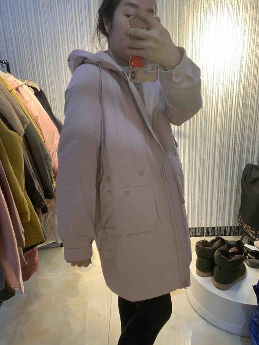 水淼2021冬新品超显瘦百搭实用性强连帽显瘦中长款棉服3124 商品图3