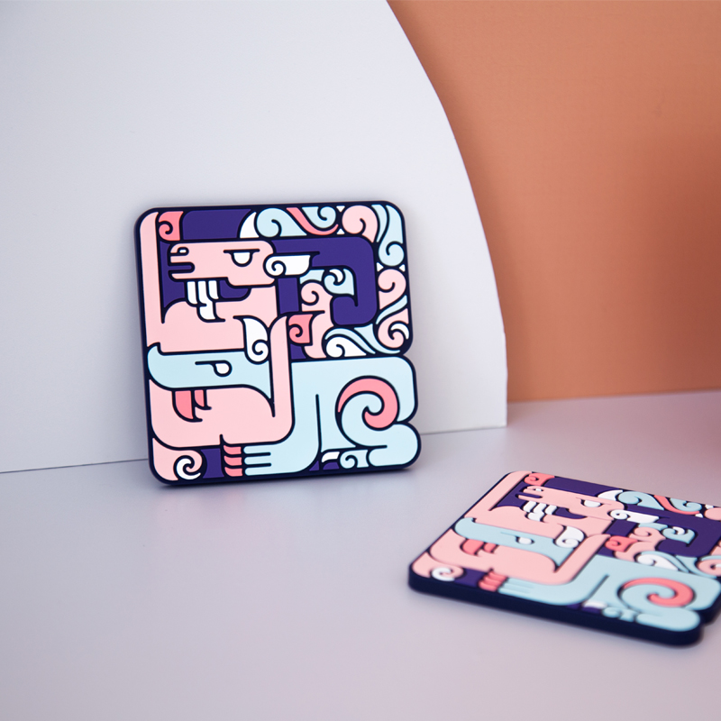 勇者胜 冰箱贴杯垫