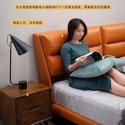 瑞吉欧轻奢小户型头层牛皮真皮床主卧，实木家具 商品图1