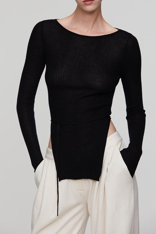 Her Senses｜时装 04-C018-SW ⽺⽑圆领系带⽑⾐  [ 黑 / 嫩黄 / 草绿 / 洋红 ] 商品图9