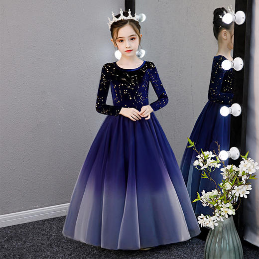 女童圣诞节演出服走秀晚礼服花童星空裙    XWN-8829 商品图2