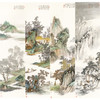 【四条屏】李子牧工笔画白描底稿山水人物图《春夏秋冬》临摹勾线高清打印稿TP41 商品缩略图0