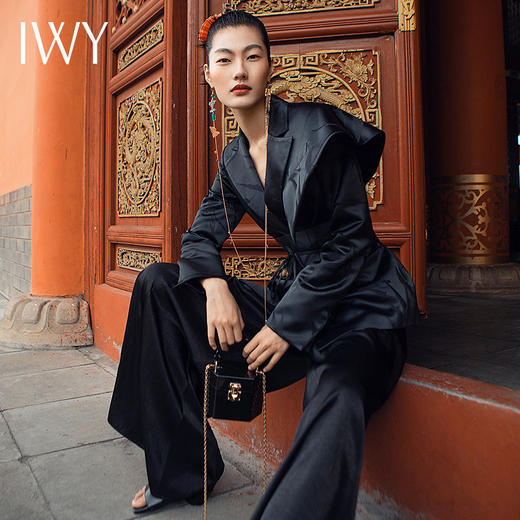 IWY/中国风国潮宽松系列黑色套装女设计感服装走秀服装演出服饰213231C1+213215P2 商品图4