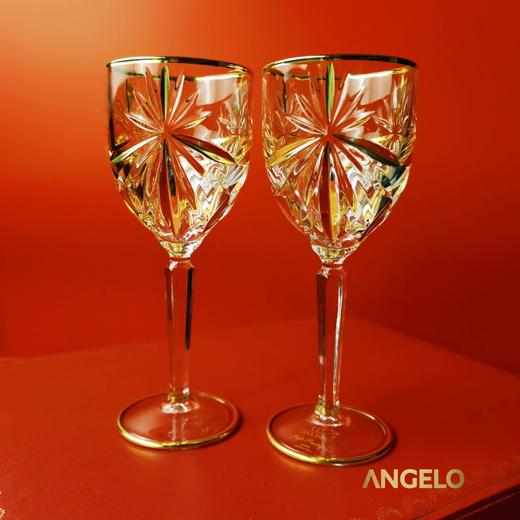 【轻奢 高档礼盒】 威尼斯手工水晶 百年匠心 复古雕花 凝聚中世纪的美 奢华礼盒鎏金红酒杯*4 商品图5