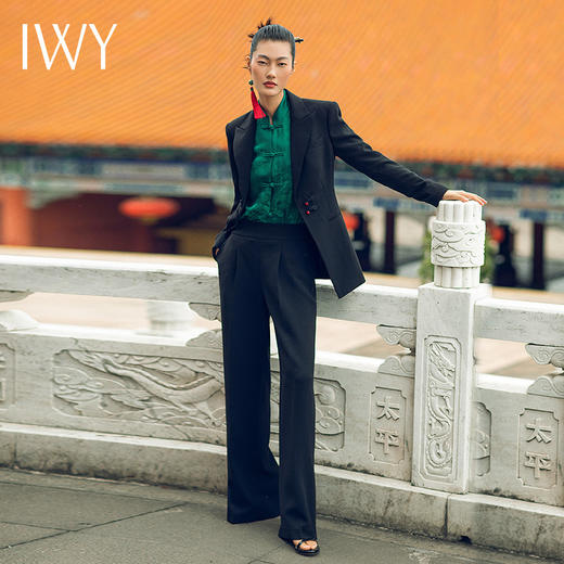 IWY/职业时尚西装套装宽肩收腰中式盘扣中国风流行213221C1+213221P2 商品图1