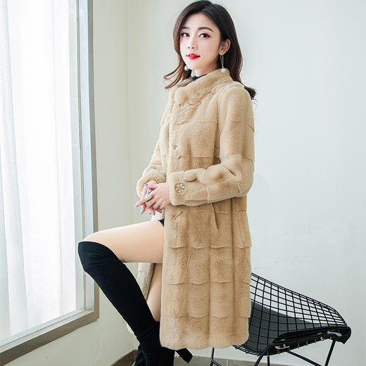 MZX-冬季加厚皮毛一体外套中长款水貂绒呢子皮大衣女 商品图1