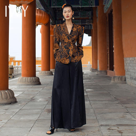 IWY/国风时尚西装套装裤阔腿裤时尚经典复古光泽舒适213231P2 商品图2