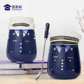 【白帽子陶瓷杯】创意手柄马克杯 办公室创意带盖水杯