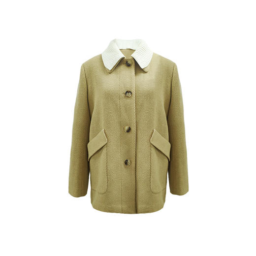 Even Vintage | 复古男友风 人字纹针织领毛呢外套女冬短款小个子 商品图4