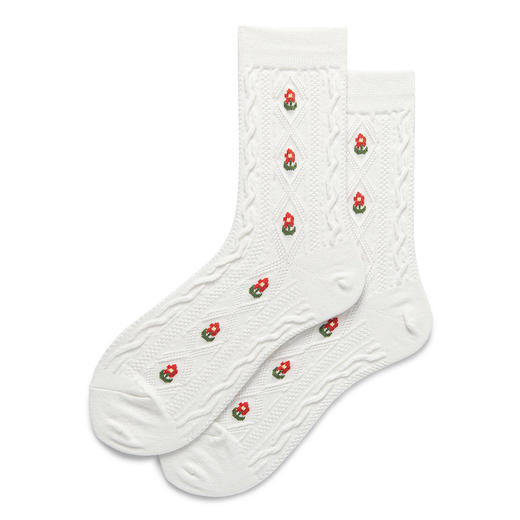 2双装优质棉花不易起球棉花精神韩国袜子麻花纹针织中筒棉袜秋冬季