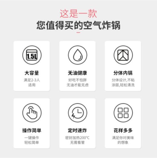 利仁（Liven）空气炸锅KZ-J1500B家用多功能锅1.5L薯条机煎炸锅电炸锅 商品图5