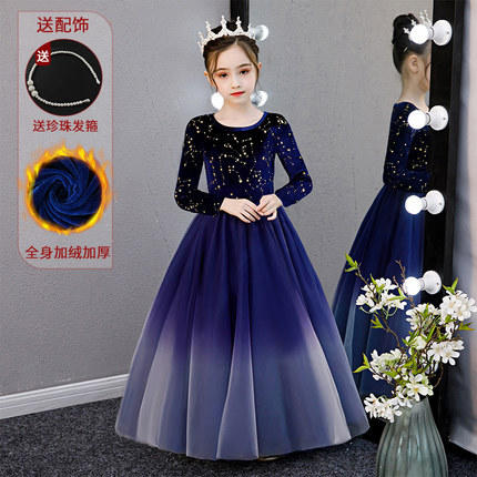 女童圣诞节演出服走秀晚礼服花童星空裙    XWN-8829 商品图7